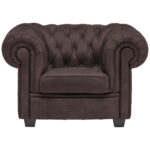 CHESTERFIELD ARMSTOEL, donkerbruin textiel thumbnail 5