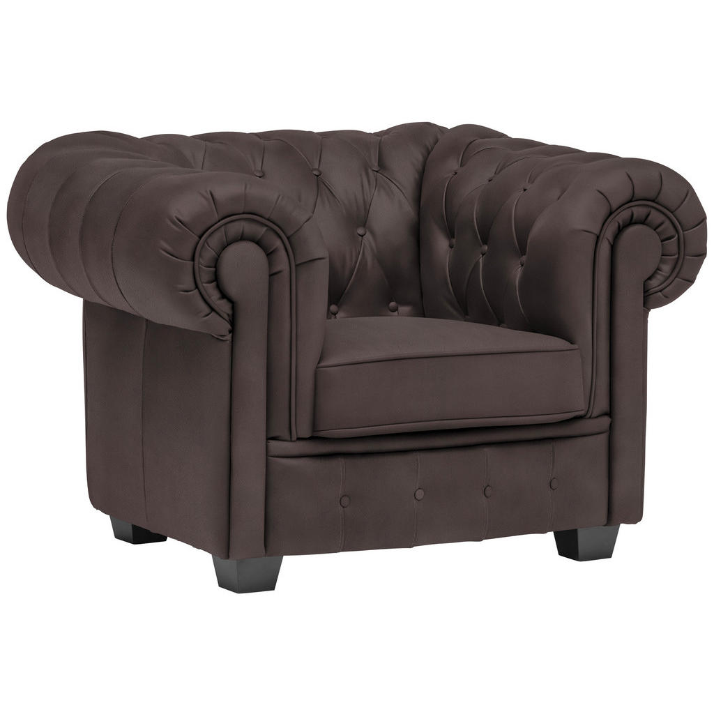 CHESTERFIELD ARMSTOEL, donkerbruin textiel