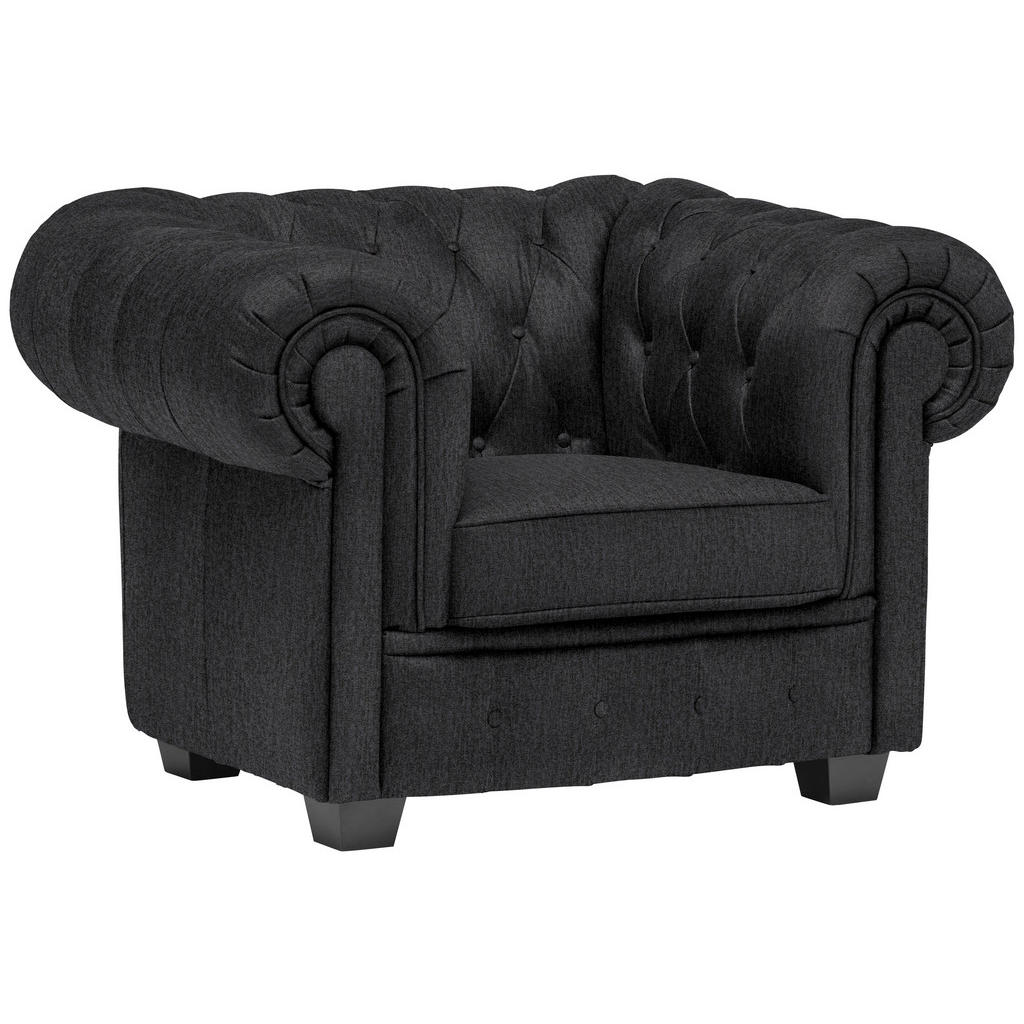 CHESTERFIELD ARMSTOEL, donkergrijs textiel