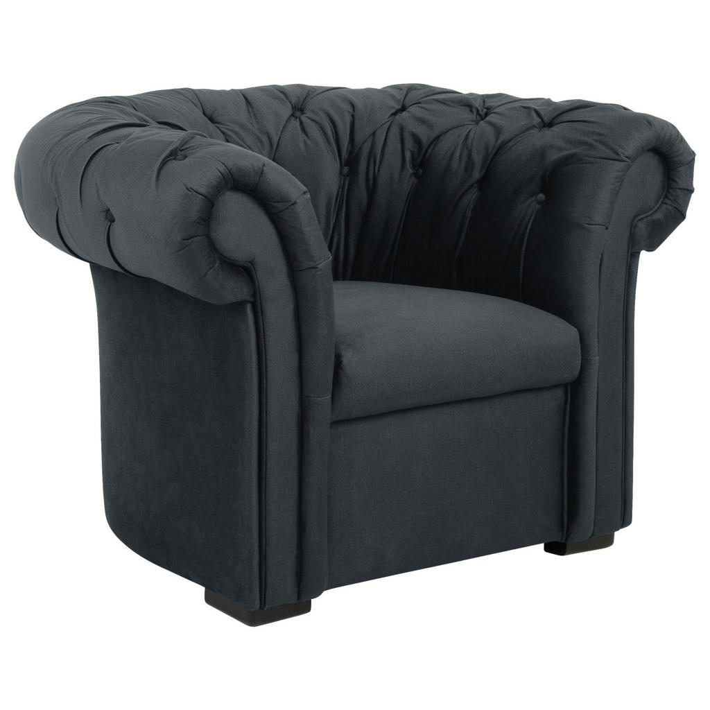 CHESTERFIELD ARMSTOEL, antraciet textiel