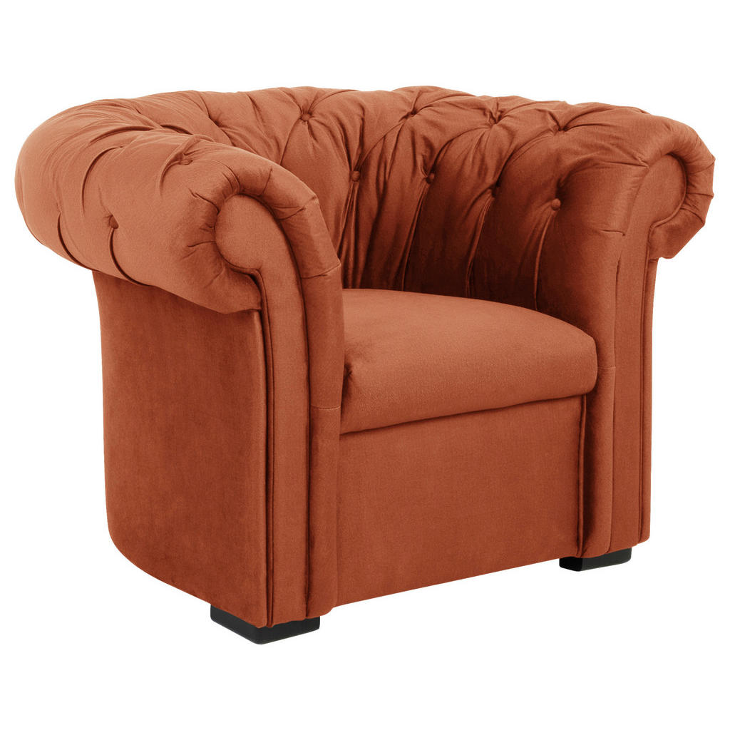 CHESTERFIELD ARMSTOEL, steenbruin textiel