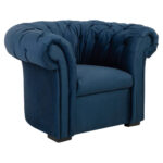 CHESTERFIELD FOTELJ,  temno modra tekstil thumbnail 1