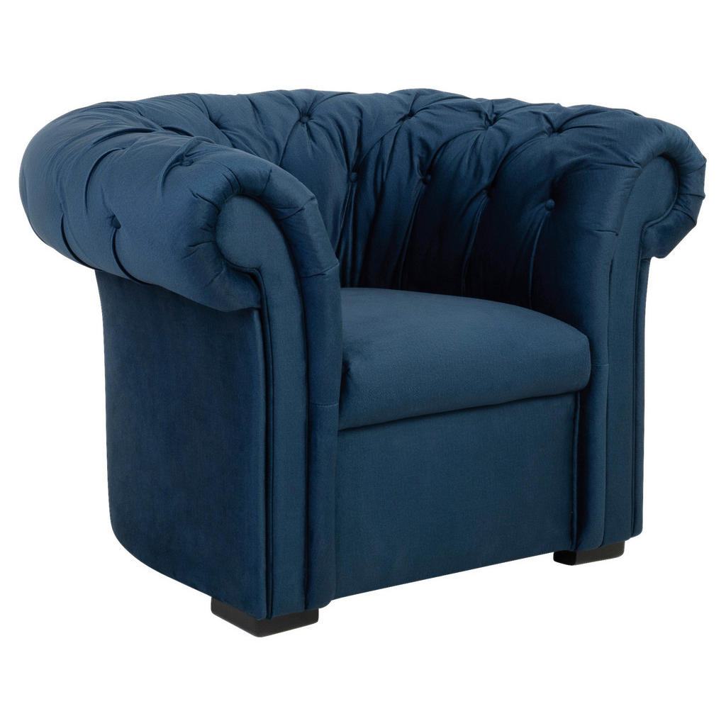 CHESTERFIELD FOTELJ,  temno modra tekstil