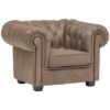 CHESTERFIELD ARMSTOEL, lichtbruin textiel