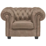 CHESTERFIELD ARMSTOEL, lichtbruin textiel thumbnail 4