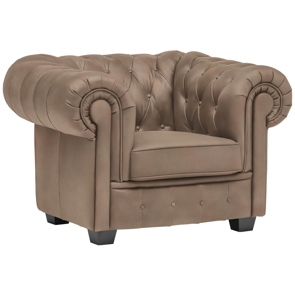 CHESTERFIELD ARMSTOEL, lichtbruin textiel