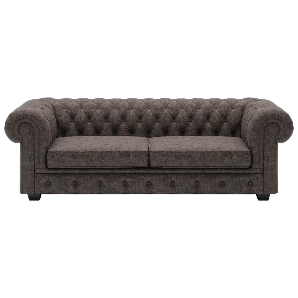 CHESTERFIELD BANK, donkerbruin leer