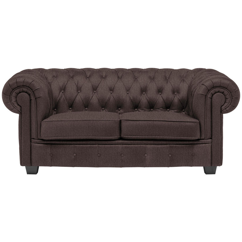 CHESTERFIELD BANK, donkerbruin textiel