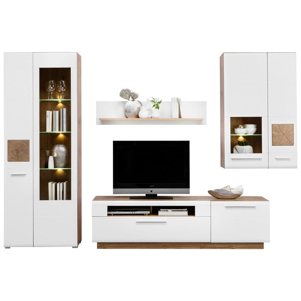 DNEVNI REGAL, bela, barve hrasta