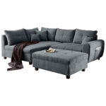 ECKSOFA incl. Hocker, microvelours antraciet thumbnail 1