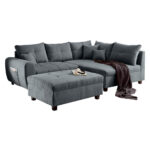 ECKSOFA incl. Hocker, microvelours antraciet thumbnail 1