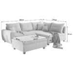 ECKSOFA incl. Hocker, microvelours in de kleur van bosvruchten thumbnail 6