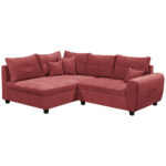 ECKSOFA incl. Hocker, microvelours in de kleur van bosvruchten thumbnail 3