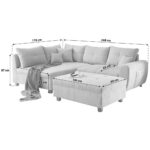 ECKSOFA incl. Hocker, microvelours in de kleur van bosvruchten thumbnail 5