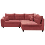 ECKSOFA incl. Hocker, microvelours in de kleur van bosvruchten thumbnail 2
