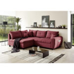 ECKSOFA incl. Hocker, microvelours in de kleur van bosvruchten thumbnail 3