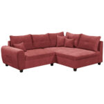 ECKSOFA incl. Hocker, microvelours in de kleur van bosvruchten thumbnail 4