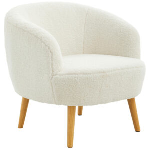 Fauteuil, natuurlijke kleuren, wit hout, textiel