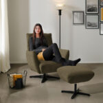 Fauteuil, kaki textiel thumbnail 3
