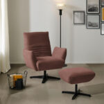 Fauteuil, roodachtig textiel thumbnail 2