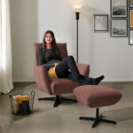 Fauteuil, roodachtig textiel thumbnail 3