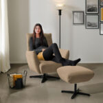 Fauteuil, bruin textiel thumbnail 4