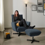 Fauteuil, blauw textiel thumbnail 3
