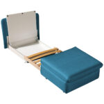 Fauteuil met bed, blauw textiel thumbnail 3