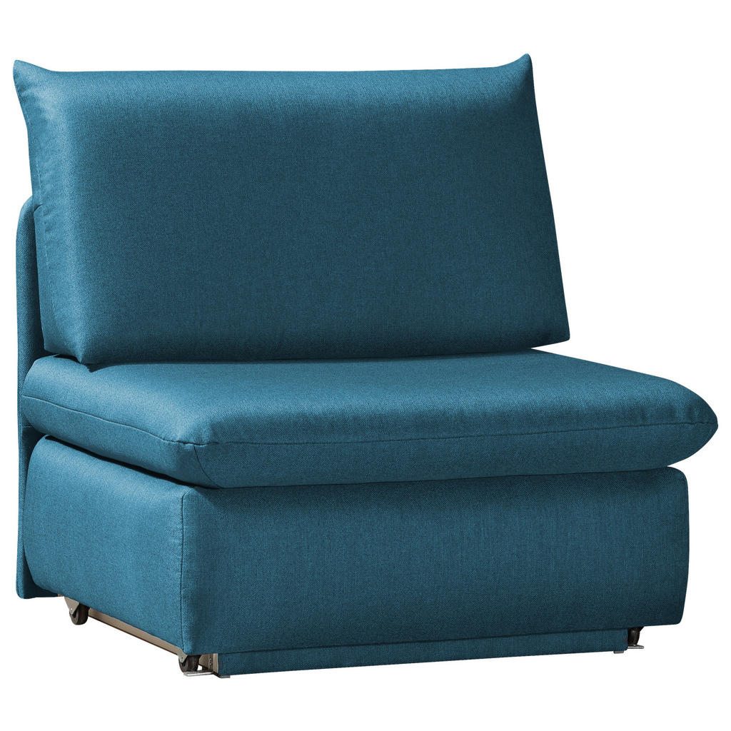 Fauteuil met bed, blauw textiel
