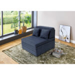 STOEL MET RUG, blauw textiel thumbnail 2