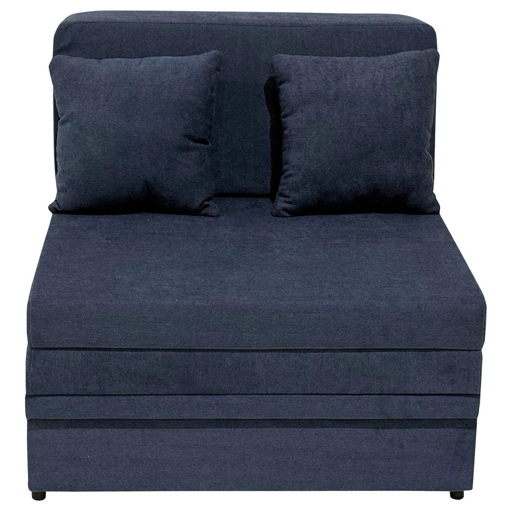 STOEL MET RUG, blauw textiel