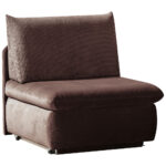 Fauteuil met bed, bruin textiel thumbnail 1