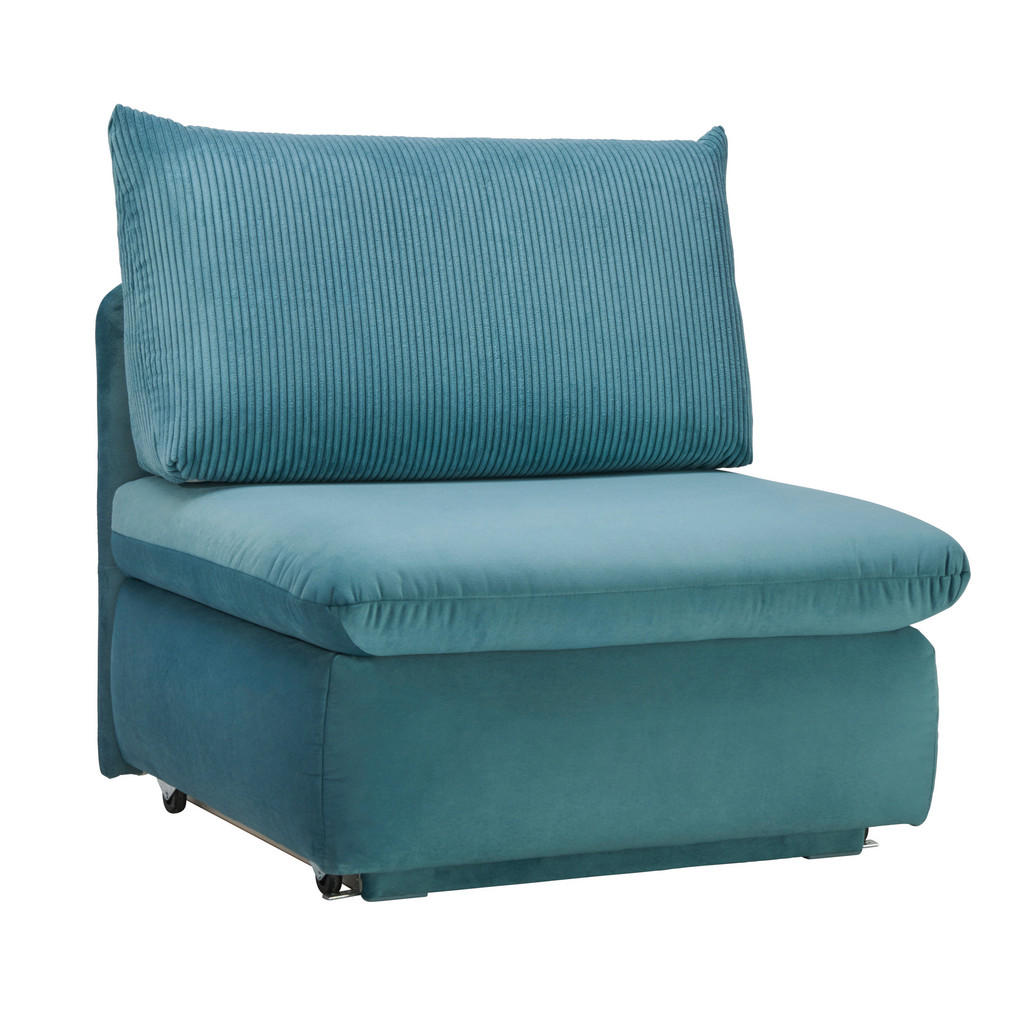 Fauteuil met bed, turquoise textiel
