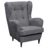 STOEL MET HOOFDSTEUN, antraciet textiel, materiaal hout