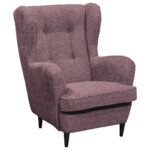 STOEL MET HOOFDSTEUN, auberginekleurig textiel, materiaal hout thumbnail 1