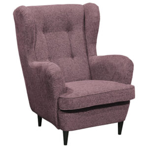STOEL MET HOOFDSTEUN, auberginekleurig textiel, materiaal hout