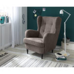 STOEL MET HOOFDSTEUN, bruin textiel, houtmateriaal thumbnail 2