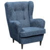 STOEL MET HOOFDSTEUN, donkerblauw houtmateriaal, textiel