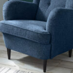 STOEL MET HOOFDSTEUN, donkerblauw houtmateriaal, textiel thumbnail 7