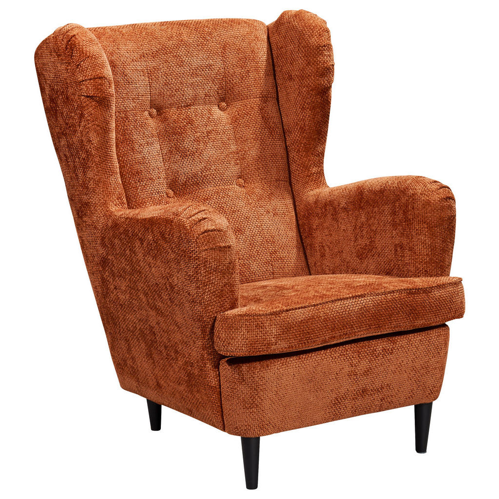 STOEL MET HOOFDSTEUN, terracotta textiel