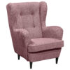 STOEL MET HOOFDSTEUN, roze textiel, houtmateriaal