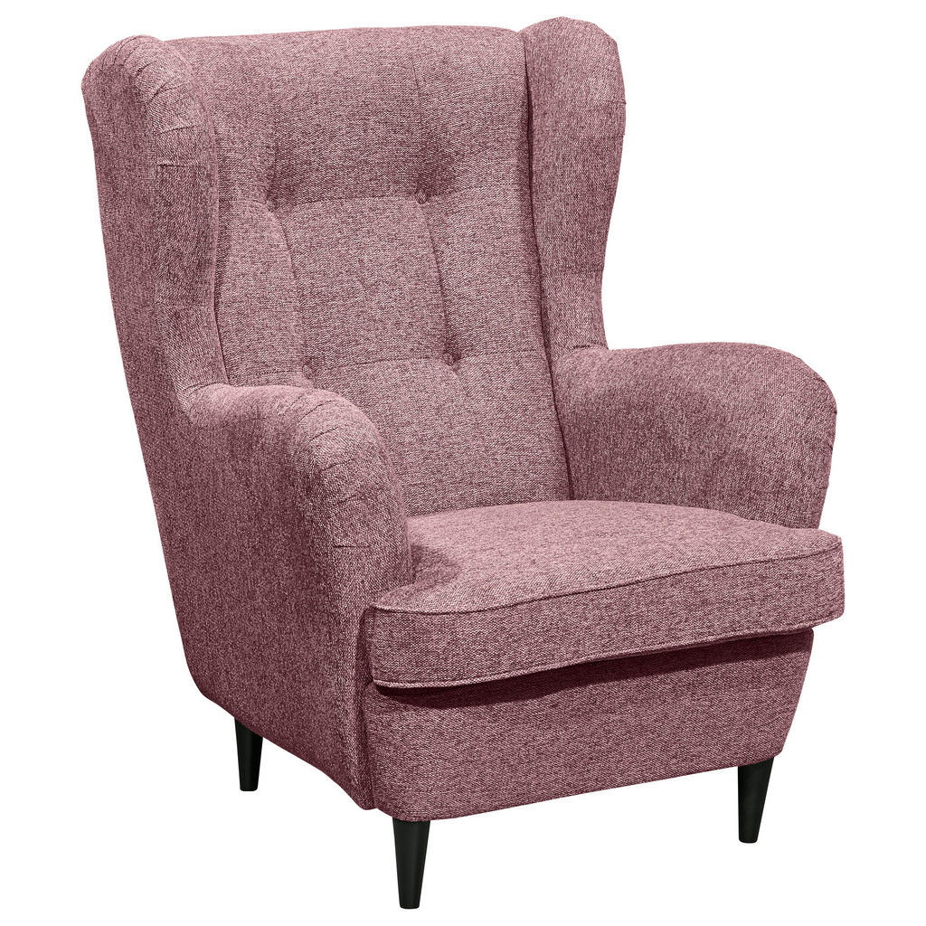 STOEL MET HOOFDSTEUN, roze textiel, houtmateriaal