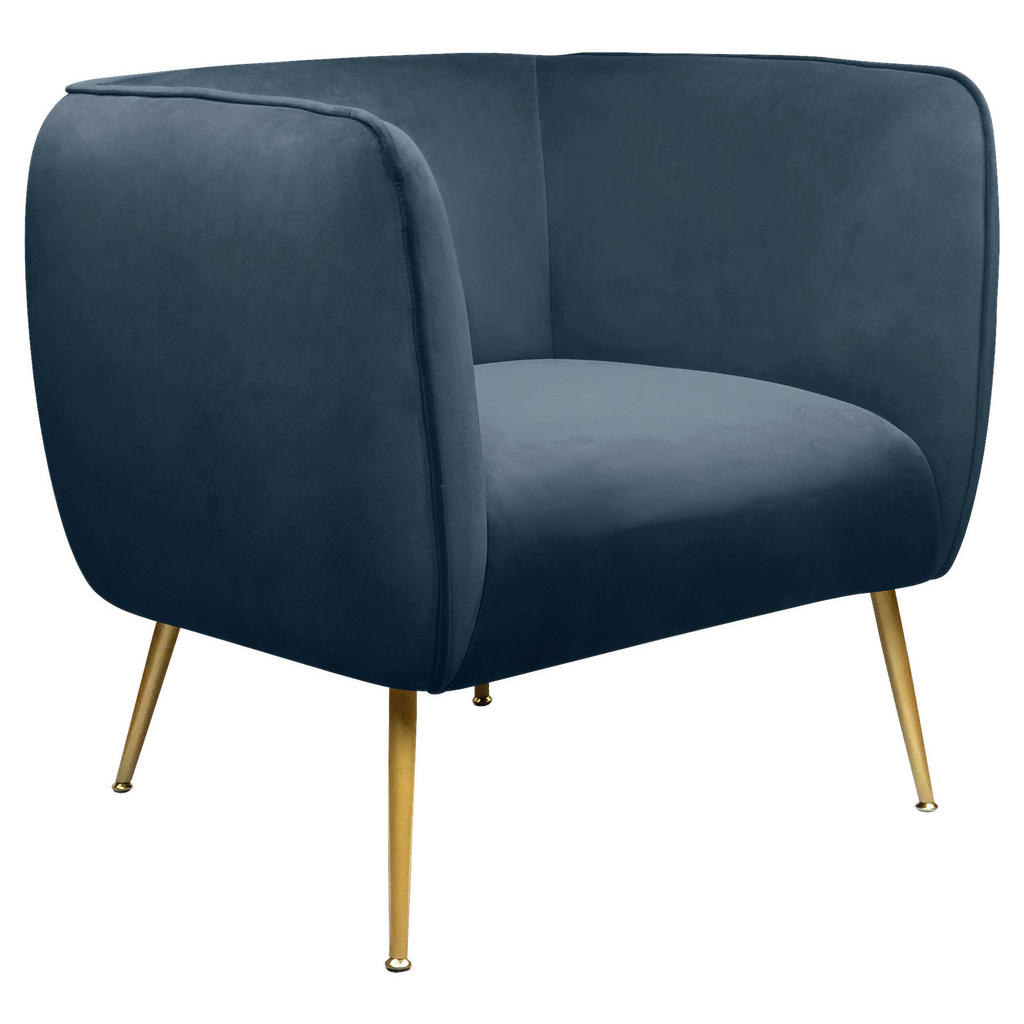 FAMSTOEL, blauw, goudkleurig hout, metaal, textiel