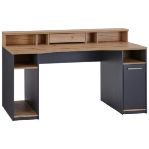 SPELTAFEL materiaal hout antraciet, kleur eiken
