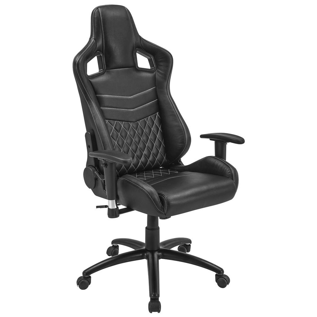 GAMING STOEL metaal, kunststof, textiel, leer zwart