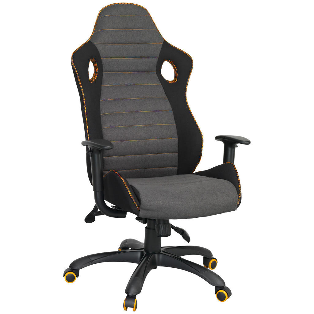 GAMING STOEL metaal, kunststof, textiel grijs, zwart