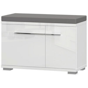 GARDEROBE BANK wit, wit, hoogglans