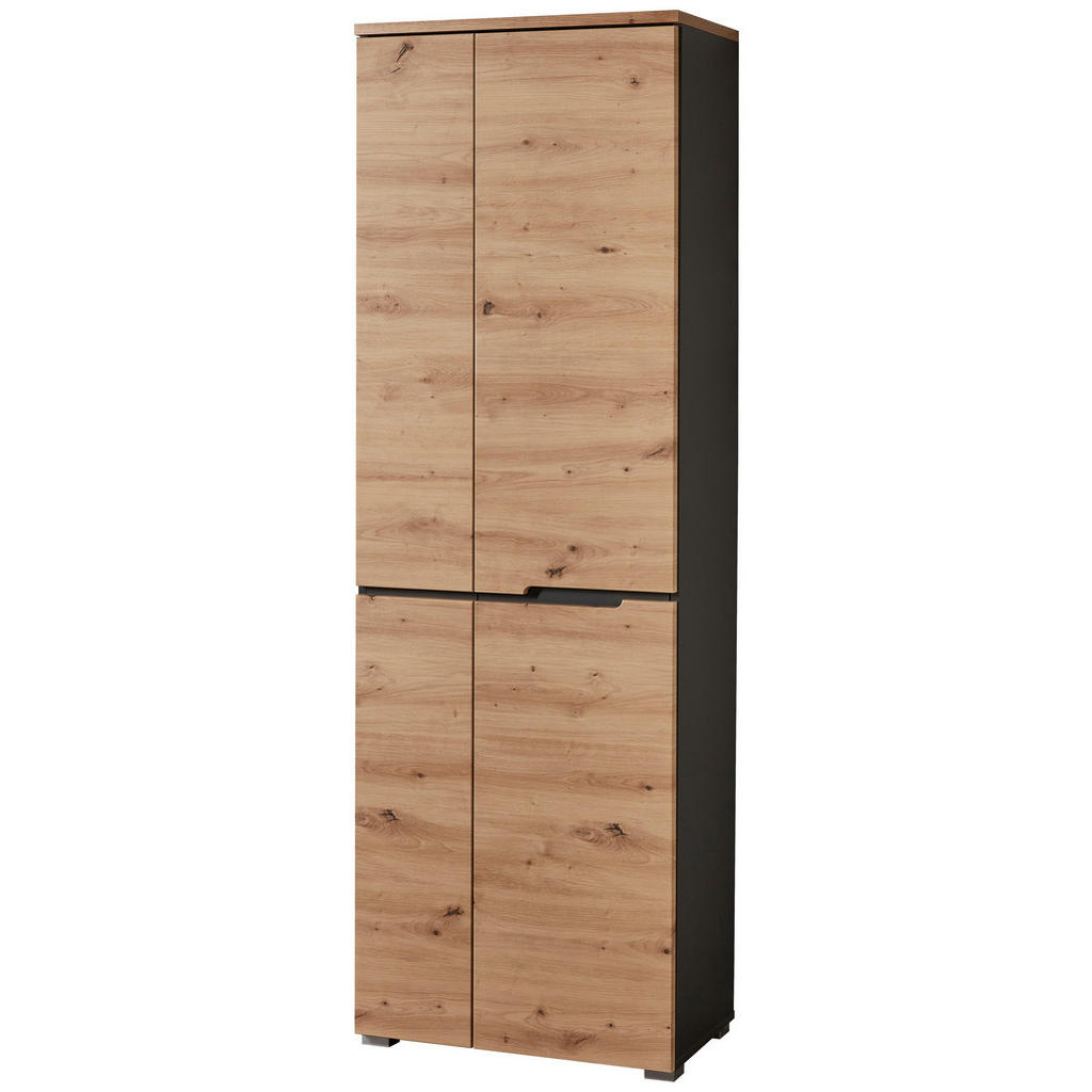 GARDEROBE in grafietkleur, ambachtelijk eikenhout
