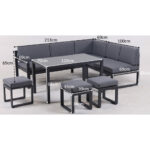 EETKAMERSET stof aluminium, staal thumbnail 3