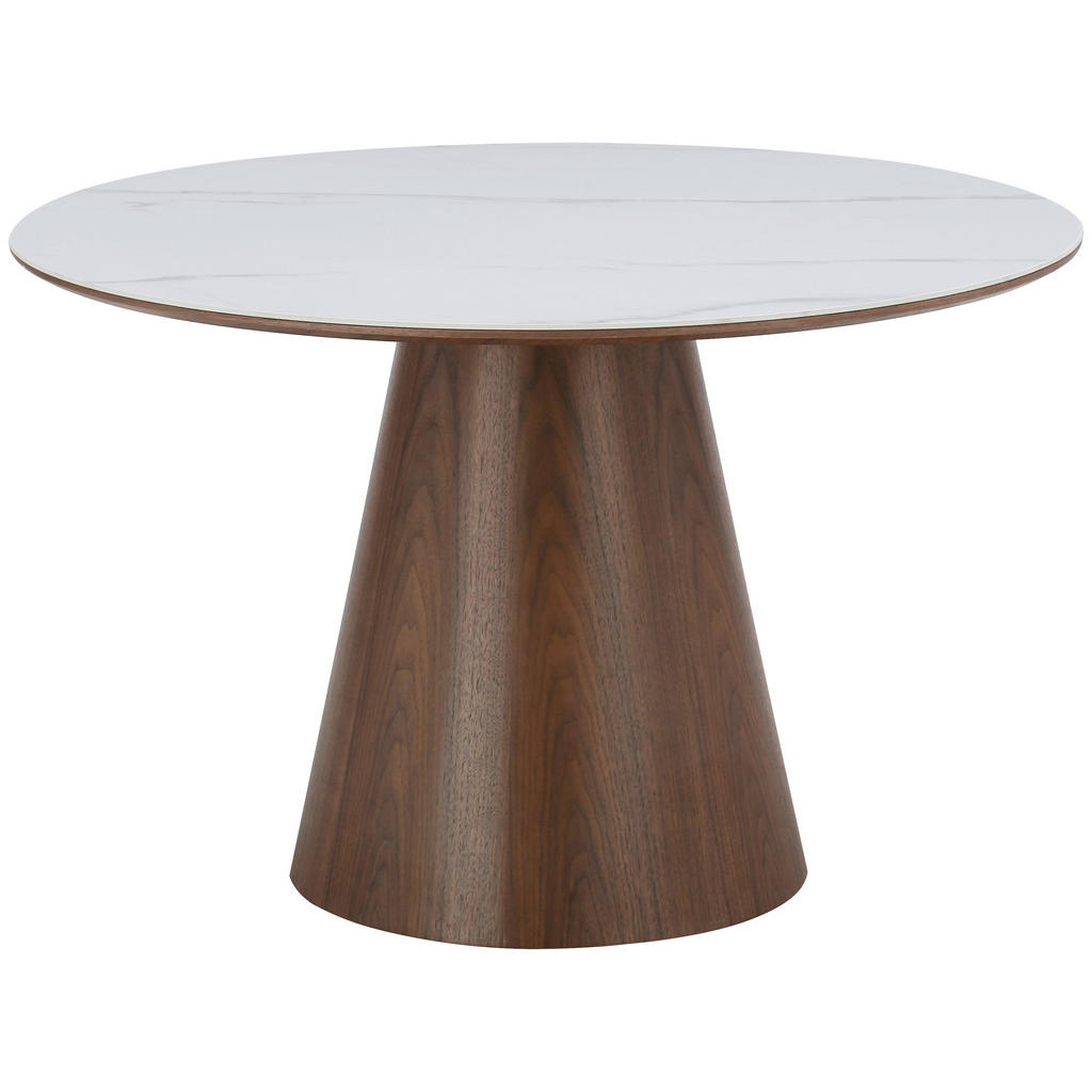 EETTAFEL, gefineerd wit eiken, walnootkleur